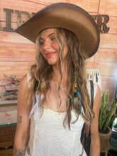 Load image into Gallery viewer, Clip in Braided Extension with Blue Feather Hair Charm - Boho Festival Hair Accessories