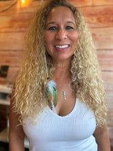 Load image into Gallery viewer, Clip in Braided Extension with Blue Feather Hair Charm - Boho Festival Hair Accessories
